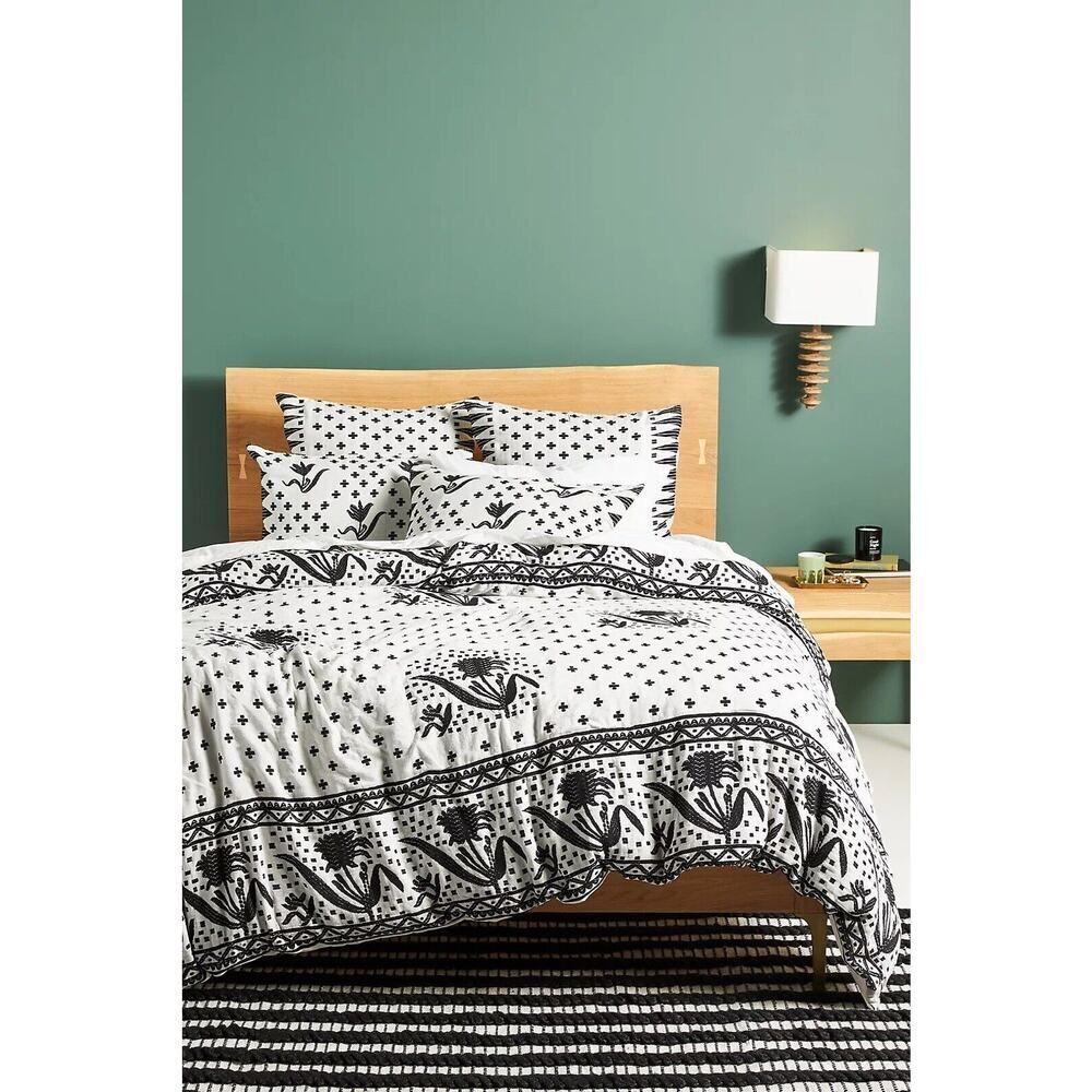 Anthropologie Jacquard-Woven Jeanette Duvet Cover King Size New in Package